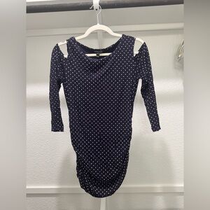 Isabella Oliver Navy Polka Dot 3/4 Sleeve Maternity Top - Sz 2